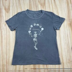 PS / LA Skeleton Gong Through Moon Phases Gray T Shirt Small Short Sleeve